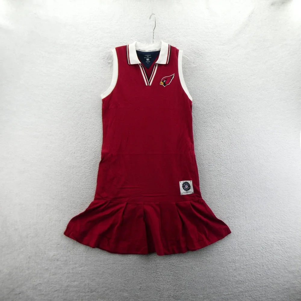 Tommy Hilfiger Dress Womens Small Arizona Cardinals Red Sleeveless Polo Pleated‎